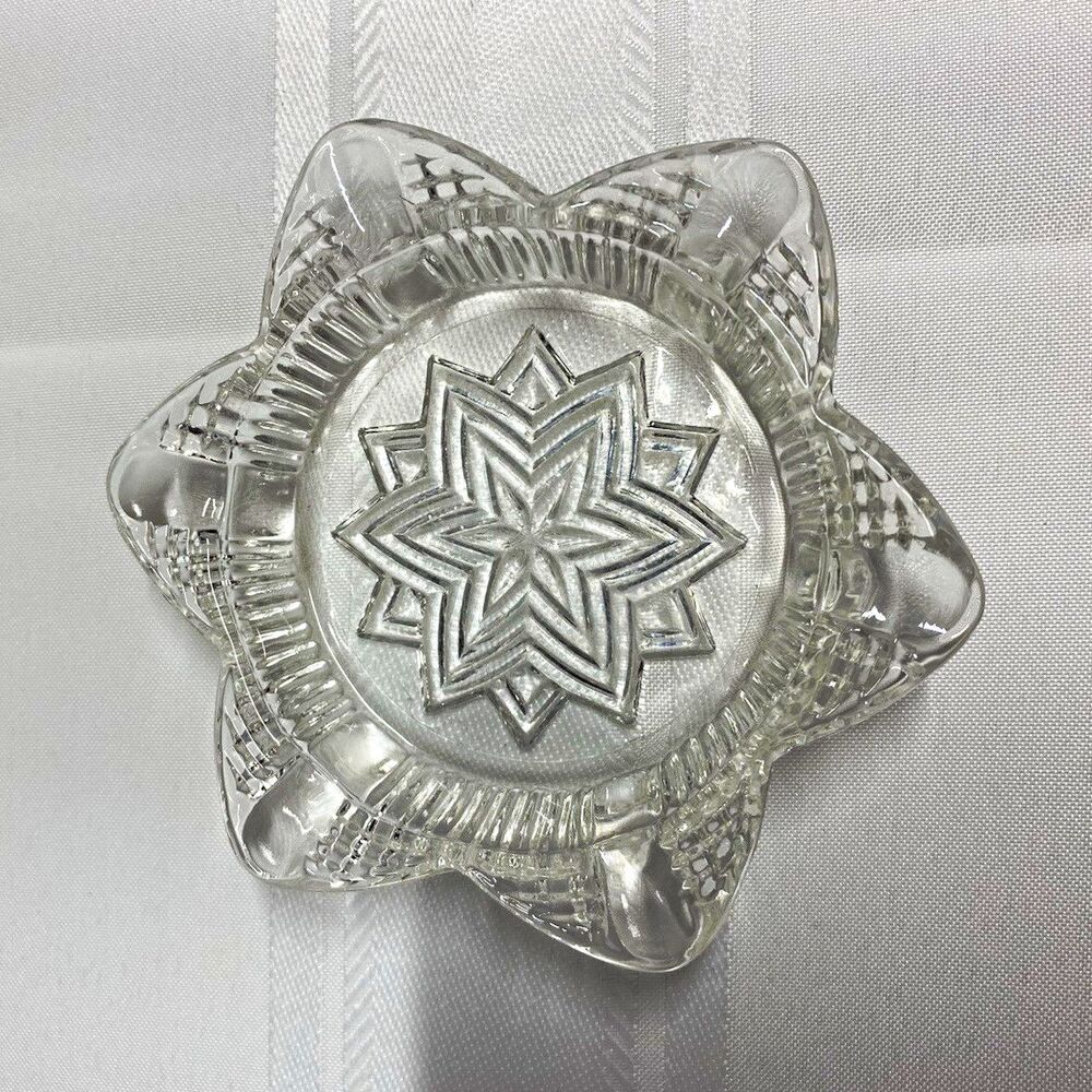 VTG Star of David Glass Ashtray, Hazel Atlas Star in Star MCM Trinket Dish